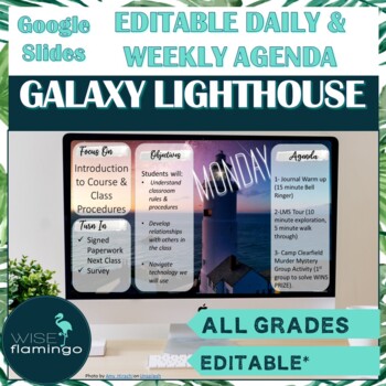 Preview of Daily and Weekly Agenda Slide Templates GALAXY LIGHTHOUSE theme GOOGLE SLIDES