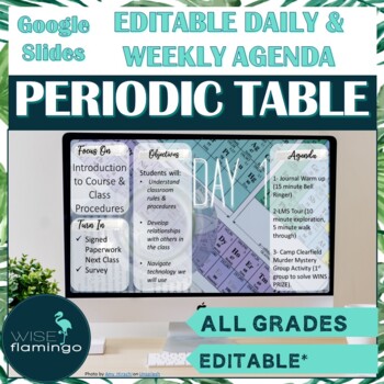 Preview of Daily and Weekly Agenda Slide Templates CHEMISTRY PERIODIC TABLE GOOGLE SLIDES