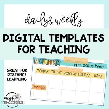 Preview of Digital Agenda Templates - WASHI TAPE Theme