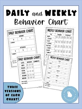 Preview of Daily and Weekly Behavior Chart (Parent Communication Log) Multiple Versions!