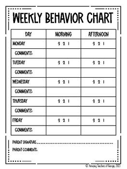 Daily and Weekly Behavior Chart (Parent Communication Log) Multiple ...