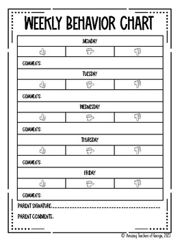 Daily and Weekly Behavior Chart (Parent Communication Log) Multiple ...