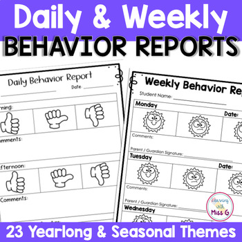 Preview of Daily and Weekly Behavior Chart | Parent Communication Log | Yearlong & Holidays