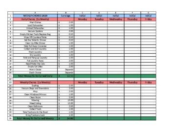 Preview of Daily and Weekly Chore Chart for Kids, Dads, and Moms