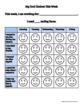 Daily and Weekly Cool Choices/Behavior Chart (Take-Home) by Truly ABA