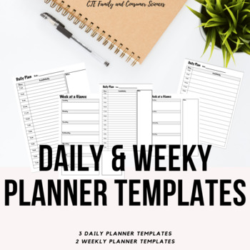 Preview of Daily and Weekly Planner Templates (PDF versatile planning pages)