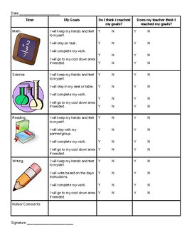 Preview of Daily behavior checklist *Spanish and English