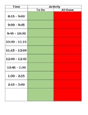Daily color coded To Do/All Done schedule