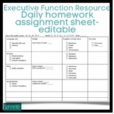 Daily homework assignment sheet-editable