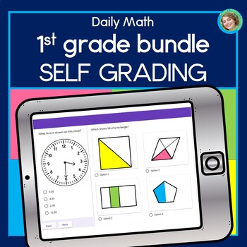 Preview of 1st Grade Daily Math Spiral Review Warm Up Morning Work Digital Year Long Bundle