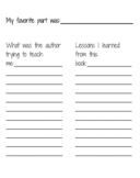 Daily reading log and response sheet