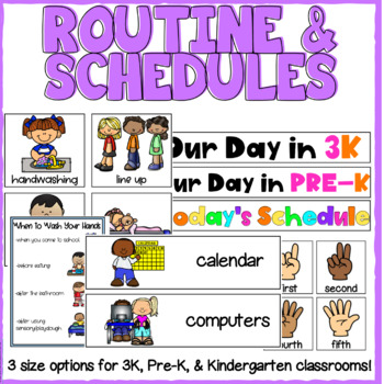Preview of Daily routine and Schedule Cards for 3K, Pre-K, Preschool and Kindergarten