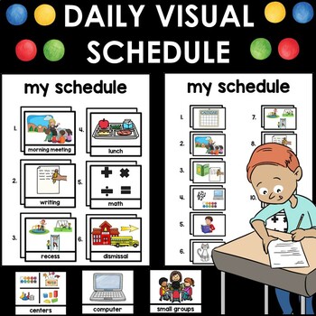 Preview of Daily visual schedule for autism classroom daily routines pictures and templates