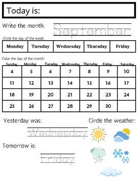 Daily worksheet by Special Ed Newbie | TPT