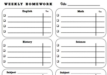 Preview of Daily/Weekly Homework Planner