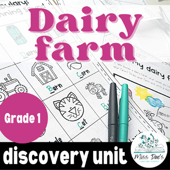 Preview of Dairy Farm Visit Discovery Unit │ Grade 1 worksheet booklet