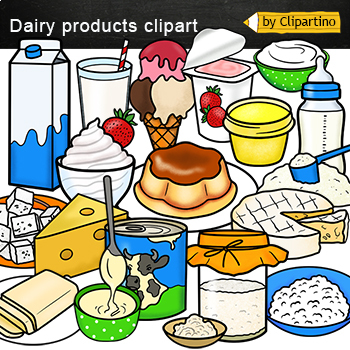 Dairy Food Clip Art / Dairy clipart for teachers realistic by Clipartino