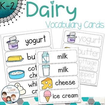 Preview of Dairy Foods Vocabulary Word Wall Cards plus Write & Wipe Version