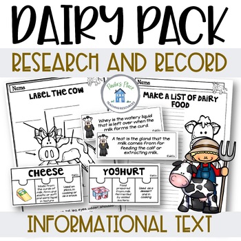 Preview of Dairy Information Pack Activities and Worksheets