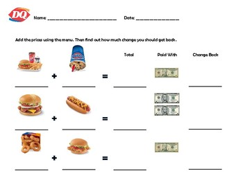 dairy queen menu math by adapted awareness teachers pay teachers