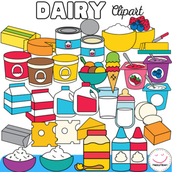 Dairy food Clip Art - Food Group Clip Art by Happy Clipart | TPT