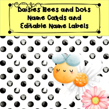 Preview of Daisies Bees and Desk Plates and Editable Name Labels