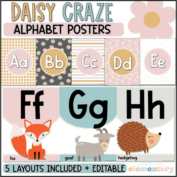 Preview of Alphabet Posters | Daisy Craze Classroom Decor - Editable!