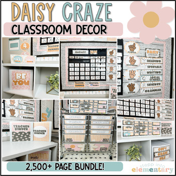 Preview of Daisy Craze Classroom Decor Collection Bundle | 2,500+ Pages - Editable!