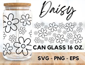 Beautiful Wildflower SVG 16oz Libbey Glass Can Wrap with Bees