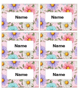 Preview of Daisy Flowers Editable Name Tags Locker Labels Book Bin Cubby   Classroom