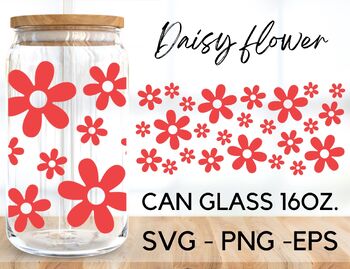 Summer Flowers Libbey Glass Can SVG, Floral Beer Can Glass Wrap