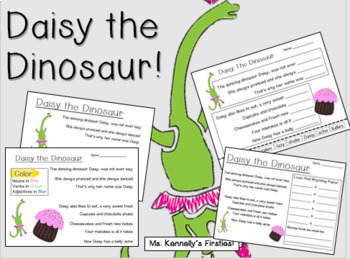 Preview of Daisy the Dinosaur Poem (rhymes, figurative language, & ELA activities)