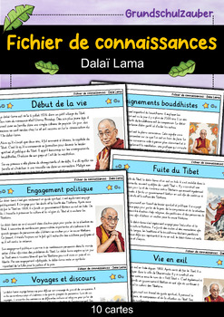 Preview of Dalaï Lama - Fichier de connaissances - Personnages célèbres (français)