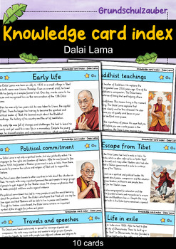 Preview of Dalai Lama - Knowledge card index - Famous personalities (English)