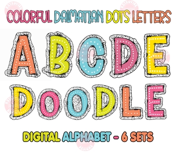 Preview of Dalmatian Dots Letters PNG Bundle, Hand Drawn Bright Doodle