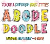 Dalmatian Dots Letters PNG Bundle, Hand Drawn Bright Doodle