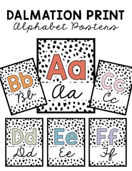 Preview of Dalmation Print Alphabet Posters | Cursive| Modern | Black and White