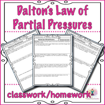 Preview of Dalton's Law of Partial Pressures - Classwork / Homework