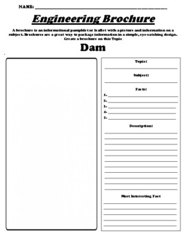 Preview of Dam "Informational Brochure" WebQuest & Worksheet