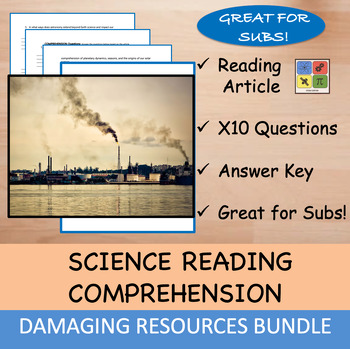 Preview of Damaging Our Natural Resources - Reading Comprehension BUNDLE