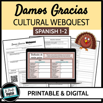 Preview of Damos Gracias / Acción de Gracias Cultural Webquest - Spanish, Thanksgiving