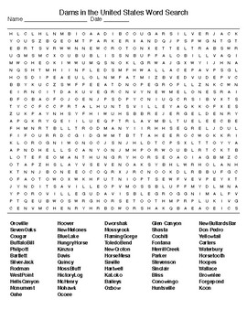 Dams in the United States Puzzle & Word Search with KEYS | TpT