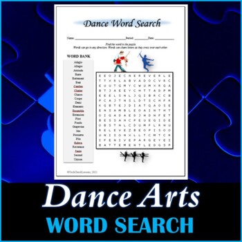 Preview of Dance Arts Word Search Puzzle