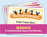 Dance Certificates 6-Pack — Editable Awards