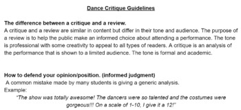 Preview of Dance Critique Bundle