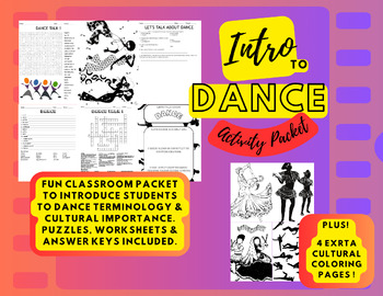 Preview of Dance Culture Activity Packet featuring Puzzles/ Vocab/ Coloring & more!