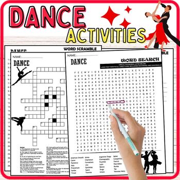 Preview of Dance Fun Worksheets,Terms,Wordsearch & Crosswords