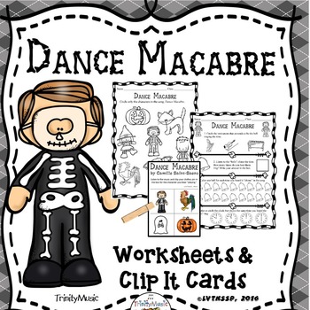 Preview of Dance Macabre Worksheets & Clip It Cards (Younger Grades)