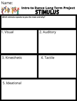 Preview of Dance Project: Stimulus Guided Notes & Rubric