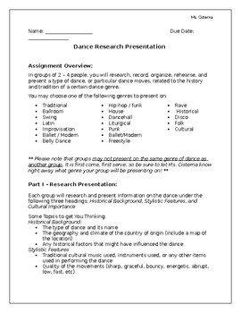 dance research paper topics